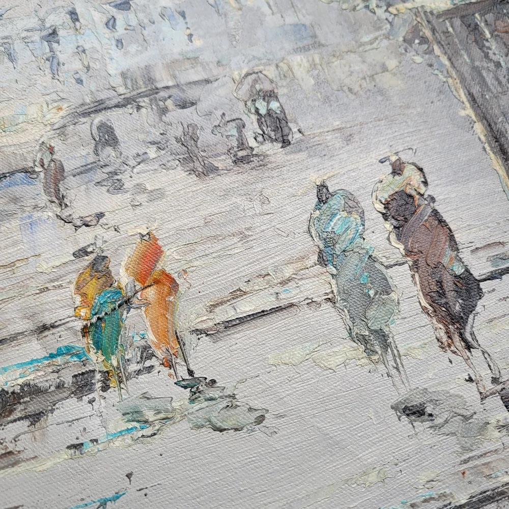 Antique vintage PARIS signed Oil on Canvas Impressionist mid-20th Century painti - Picture 4 of 16